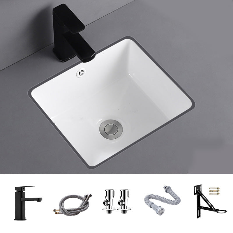 Undermount Bathroom Sink Square Overflow Drain Assemble Sink with Faucet Cold and Hot Tap Sink with Faucet Clearhalo 'Bathroom Remodel & Bathroom Fixtures' 'Bathroom Sinks & Faucet Components' 'Bathroom Sinks' 'bathroom_sink' 'Home Improvement' 'home_improvement' 'home_improvement_bathroom_sink' 7268865