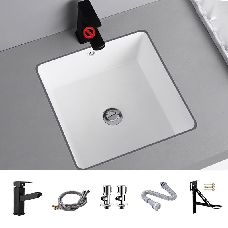 Undermount Bathroom Sink Square Overflow Drain Assemble Sink with Faucet Pull Out Faucet Sink with Faucet Clearhalo 'Bathroom Remodel & Bathroom Fixtures' 'Bathroom Sinks & Faucet Components' 'Bathroom Sinks' 'bathroom_sink' 'Home Improvement' 'home_improvement' 'home_improvement_bathroom_sink' 7268872