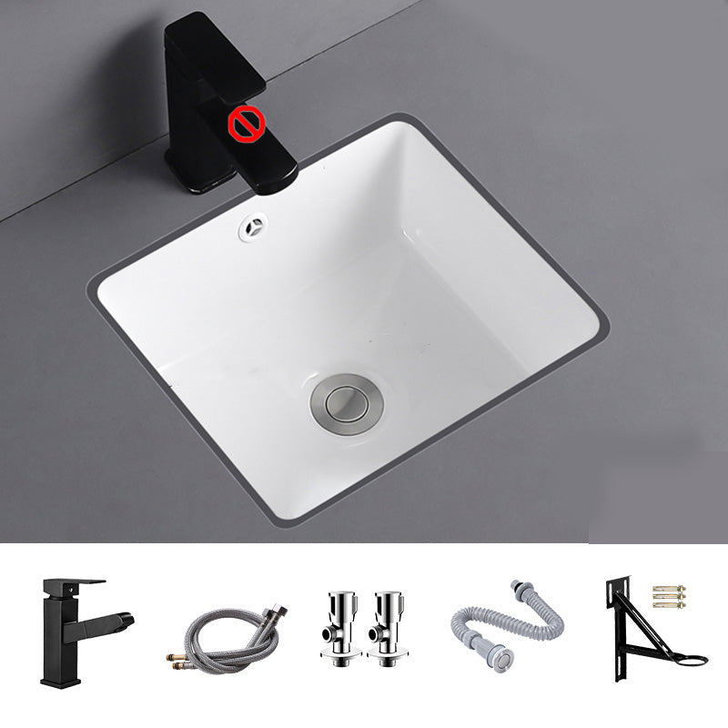 Undermount Bathroom Sink Square Overflow Drain Assemble Sink with Faucet Pull Out Faucet Sink with Faucet Clearhalo 'Bathroom Remodel & Bathroom Fixtures' 'Bathroom Sinks & Faucet Components' 'Bathroom Sinks' 'bathroom_sink' 'Home Improvement' 'home_improvement' 'home_improvement_bathroom_sink' 7268874