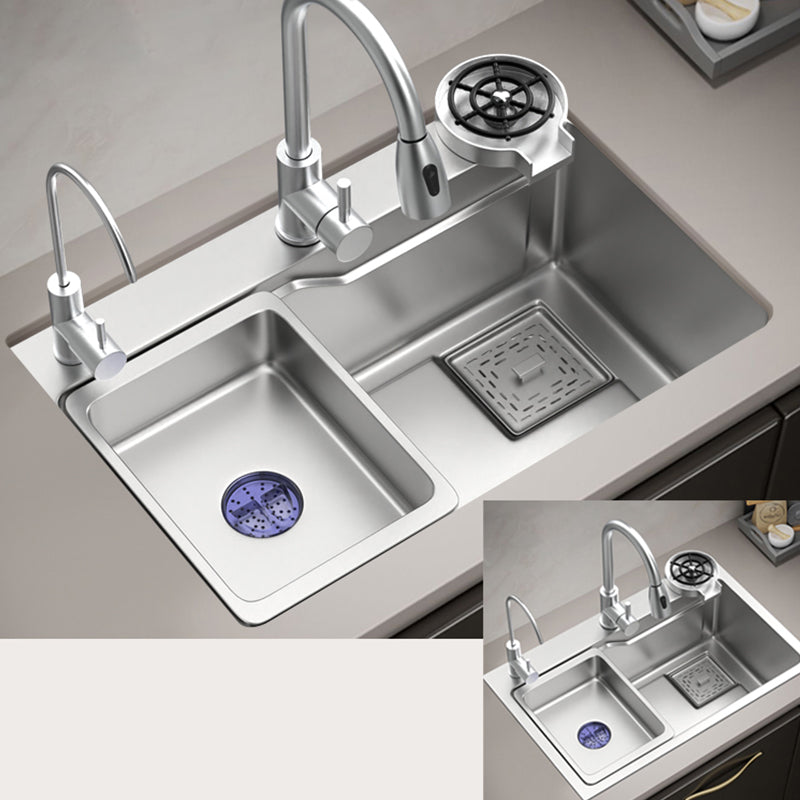 Stainless Steel Kitchen Sink Single Bowl Kitchen Sink with Faucet Included Clearhalo 'Home Improvement' 'home_improvement' 'home_improvement_kitchen_sinks' 'Kitchen Remodel & Kitchen Fixtures' 'Kitchen Sinks & Faucet Components' 'Kitchen Sinks' 'kitchen_sinks' 7268886
