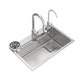Stainless Steel Kitchen Sink Single Bowl Kitchen Sink with Faucet Included Clearhalo 'Home Improvement' 'home_improvement' 'home_improvement_kitchen_sinks' 'Kitchen Remodel & Kitchen Fixtures' 'Kitchen Sinks & Faucet Components' 'Kitchen Sinks' 'kitchen_sinks' 7268892