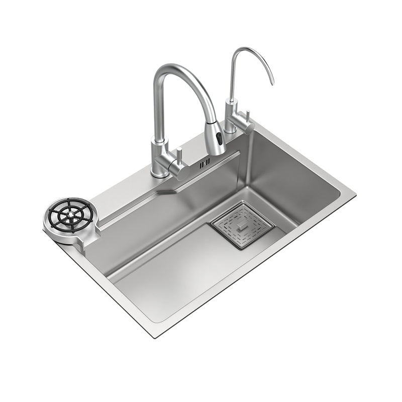 Stainless Steel Kitchen Sink Single Bowl Kitchen Sink with Faucet Included Clearhalo 'Home Improvement' 'home_improvement' 'home_improvement_kitchen_sinks' 'Kitchen Remodel & Kitchen Fixtures' 'Kitchen Sinks & Faucet Components' 'Kitchen Sinks' 'kitchen_sinks' 7268892