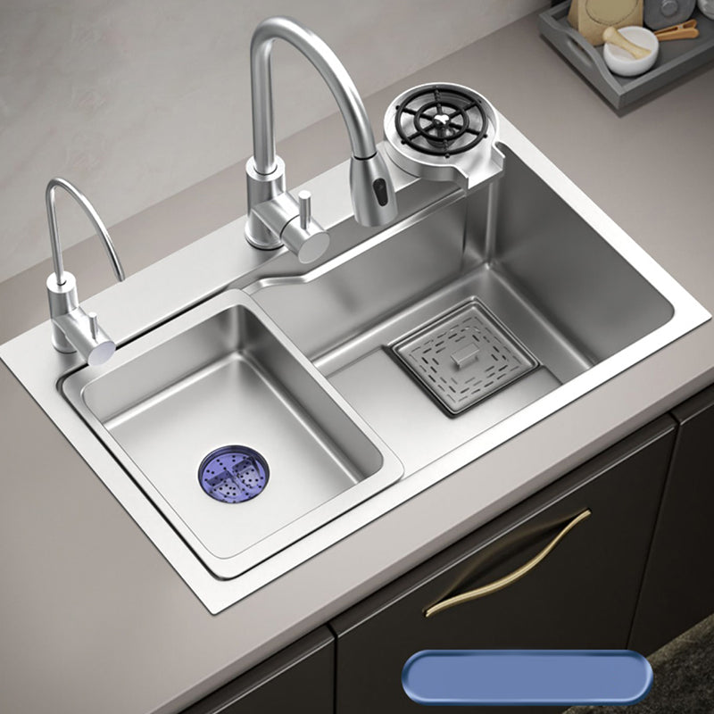 Stainless Steel Kitchen Sink Single Bowl Kitchen Sink with Faucet Included Clearhalo 'Home Improvement' 'home_improvement' 'home_improvement_kitchen_sinks' 'Kitchen Remodel & Kitchen Fixtures' 'Kitchen Sinks & Faucet Components' 'Kitchen Sinks' 'kitchen_sinks' 7268899