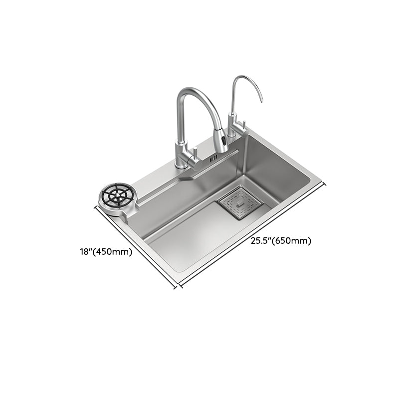 Stainless Steel Kitchen Sink Single Bowl Kitchen Sink with Faucet Included Clearhalo 'Home Improvement' 'home_improvement' 'home_improvement_kitchen_sinks' 'Kitchen Remodel & Kitchen Fixtures' 'Kitchen Sinks & Faucet Components' 'Kitchen Sinks' 'kitchen_sinks' 7268900
