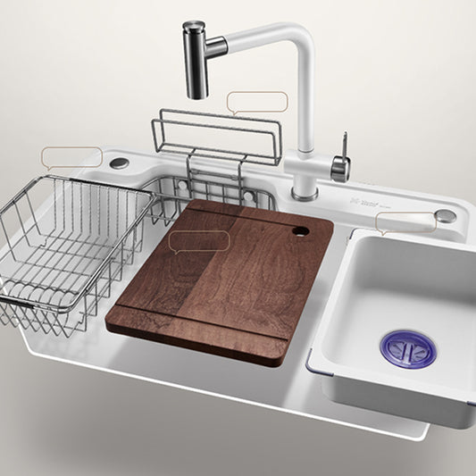 Stainless Steel Kitchen Sink Rectangular 1-Bowl Kitchen Sink with Cutting-Board Clearhalo 'Home Improvement' 'home_improvement' 'home_improvement_kitchen_sinks' 'Kitchen Remodel & Kitchen Fixtures' 'Kitchen Sinks & Faucet Components' 'Kitchen Sinks' 'kitchen_sinks' 7268907