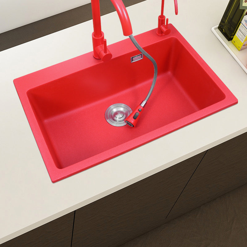 Quartz Kitchen Sink 1-Bowl Kitchen Sink with Rectangular Shape Clearhalo 'Home Improvement' 'home_improvement' 'home_improvement_kitchen_sinks' 'Kitchen Remodel & Kitchen Fixtures' 'Kitchen Sinks & Faucet Components' 'Kitchen Sinks' 'kitchen_sinks' 7268927