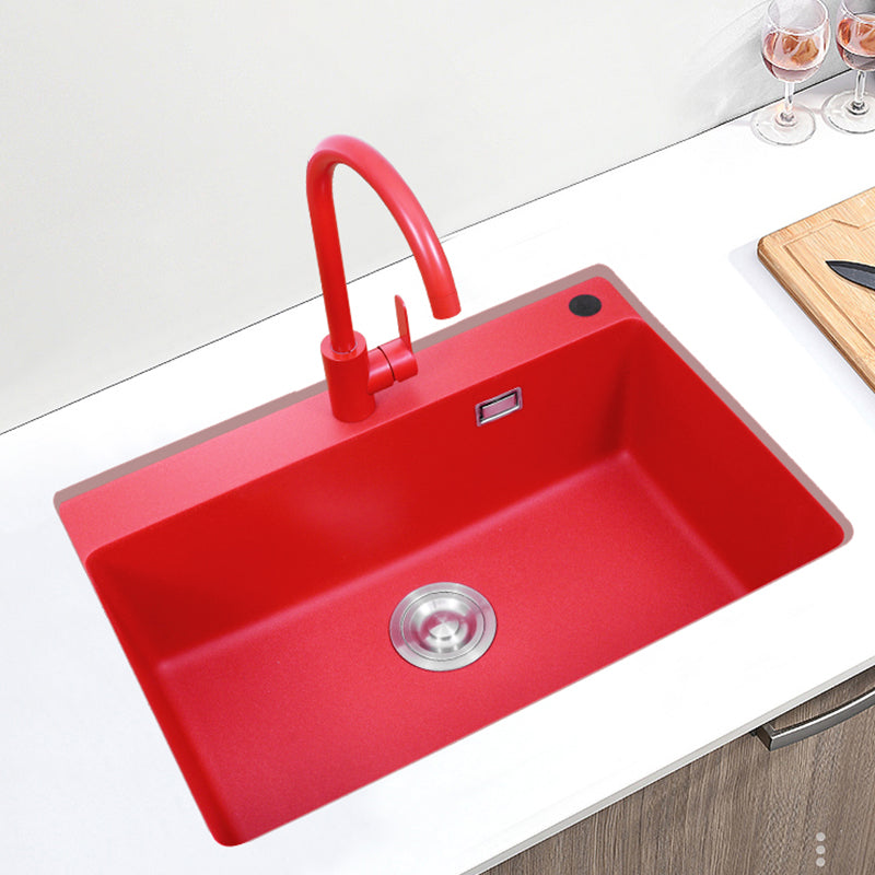 Quartz Kitchen Sink 1-Bowl Kitchen Sink with Rectangular Shape Clearhalo 'Home Improvement' 'home_improvement' 'home_improvement_kitchen_sinks' 'Kitchen Remodel & Kitchen Fixtures' 'Kitchen Sinks & Faucet Components' 'Kitchen Sinks' 'kitchen_sinks' 7268934
