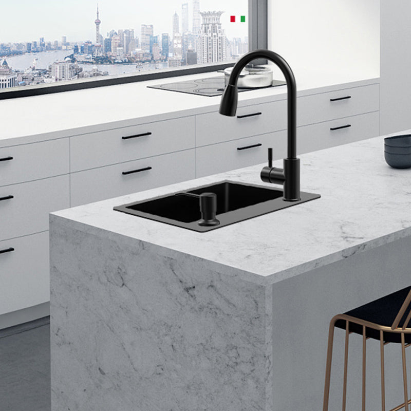 Single Basin Kitchen Sink Stainless Steel Black Kitchen Sink with Drain ...