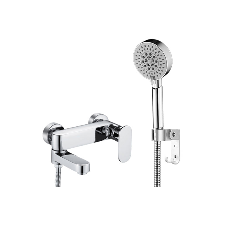 Modern Wall Mounted Bath Faucet Trim Metal Single Handle Tub Faucet Trim Chrome Five-Mode Handshower Risers Not Included Clearhalo 'Bathroom Remodel & Bathroom Fixtures' 'Bathtub Faucets' 'bathtub_faucets' 'Home Improvement' 'home_improvement' 'home_improvement_bathtub_faucets' 7268980