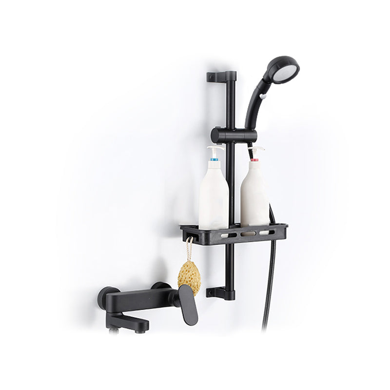 Modern Wall Mounted Bath Faucet Trim Metal Single Handle Tub Faucet Trim Black Tri-Mode Handshower Risers Included Clearhalo 'Bathroom Remodel & Bathroom Fixtures' 'Bathtub Faucets' 'bathtub_faucets' 'Home Improvement' 'home_improvement' 'home_improvement_bathtub_faucets' 7268981