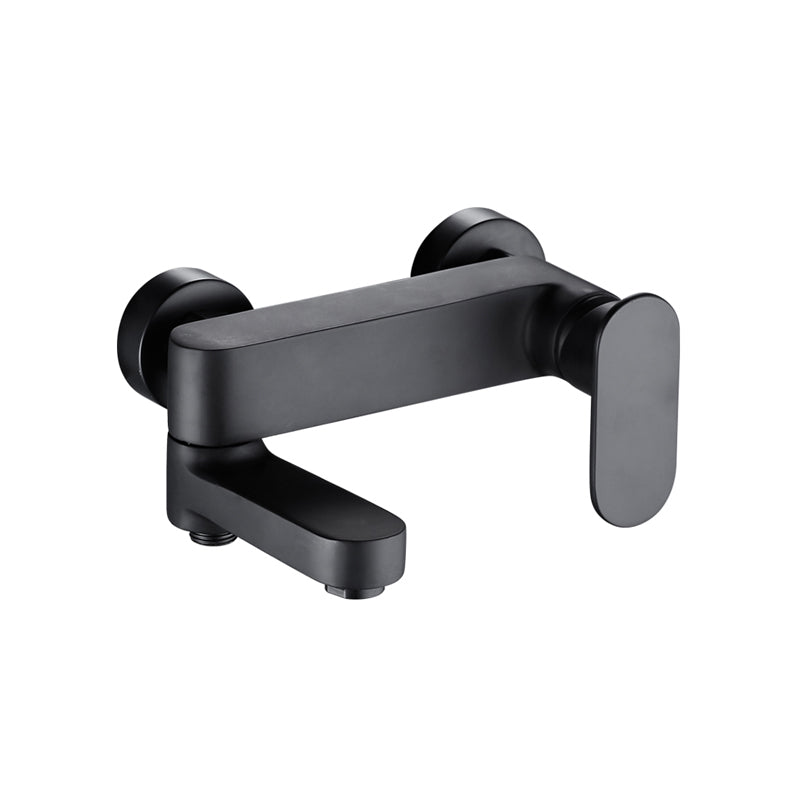 Modern Wall Mounted Bath Faucet Trim Metal Single Handle Tub Faucet Trim Black Single Faucet Risers Not Included Clearhalo 'Bathroom Remodel & Bathroom Fixtures' 'Bathtub Faucets' 'bathtub_faucets' 'Home Improvement' 'home_improvement' 'home_improvement_bathtub_faucets' 7268989