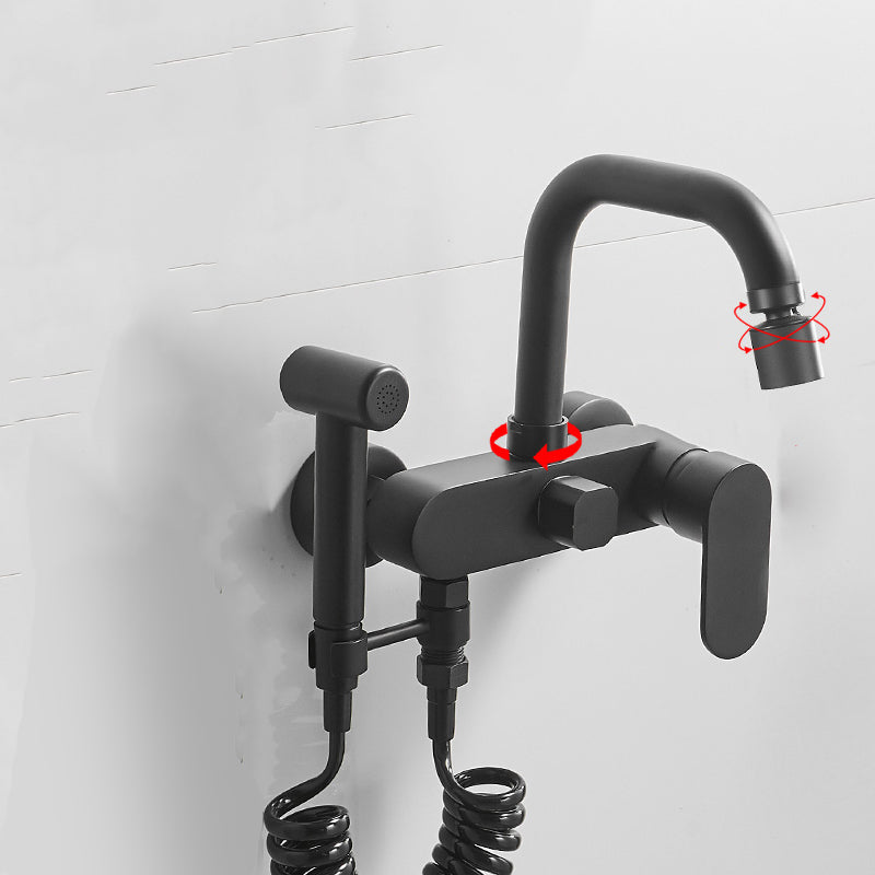 Metal Bath Faucet Trim Contemporary Lever Handle Tub Faucet Trim Matte Black Universal Dual Mode Tall Clearhalo 'Bathroom Remodel & Bathroom Fixtures' 'Bathtub Faucets' 'bathtub_faucets' 'Home Improvement' 'home_improvement' 'home_improvement_bathtub_faucets' 7269023