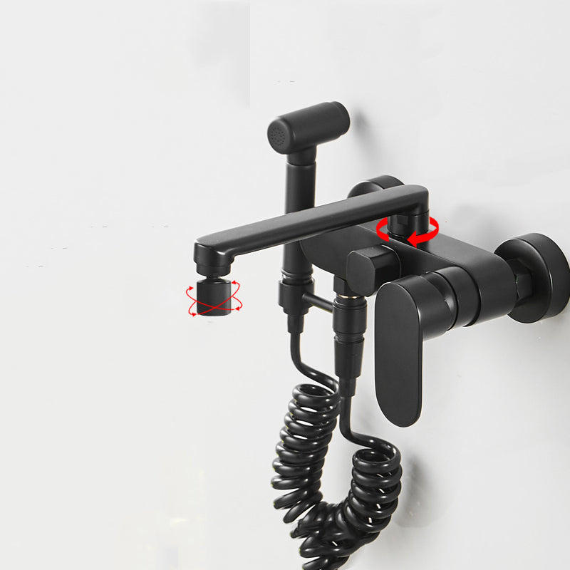 Metal Bath Faucet Trim Contemporary Lever Handle Tub Faucet Trim Black Universal Dual Mode Clearhalo 'Bathroom Remodel & Bathroom Fixtures' 'Bathtub Faucets' 'bathtub_faucets' 'Home Improvement' 'home_improvement' 'home_improvement_bathtub_faucets' 7269027