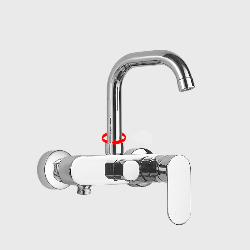 Metal Bath Faucet Trim Contemporary Lever Handle Tub Faucet Trim Chrome Snigle Function Spray Tall Clearhalo 'Bathroom Remodel & Bathroom Fixtures' 'Bathtub Faucets' 'bathtub_faucets' 'Home Improvement' 'home_improvement' 'home_improvement_bathtub_faucets' 7269029