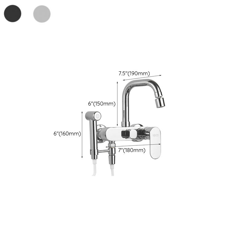 Metal Bath Faucet Trim Contemporary Lever Handle Tub Faucet Trim Clearhalo 'Bathroom Remodel & Bathroom Fixtures' 'Bathtub Faucets' 'bathtub_faucets' 'Home Improvement' 'home_improvement' 'home_improvement_bathtub_faucets' 7269037