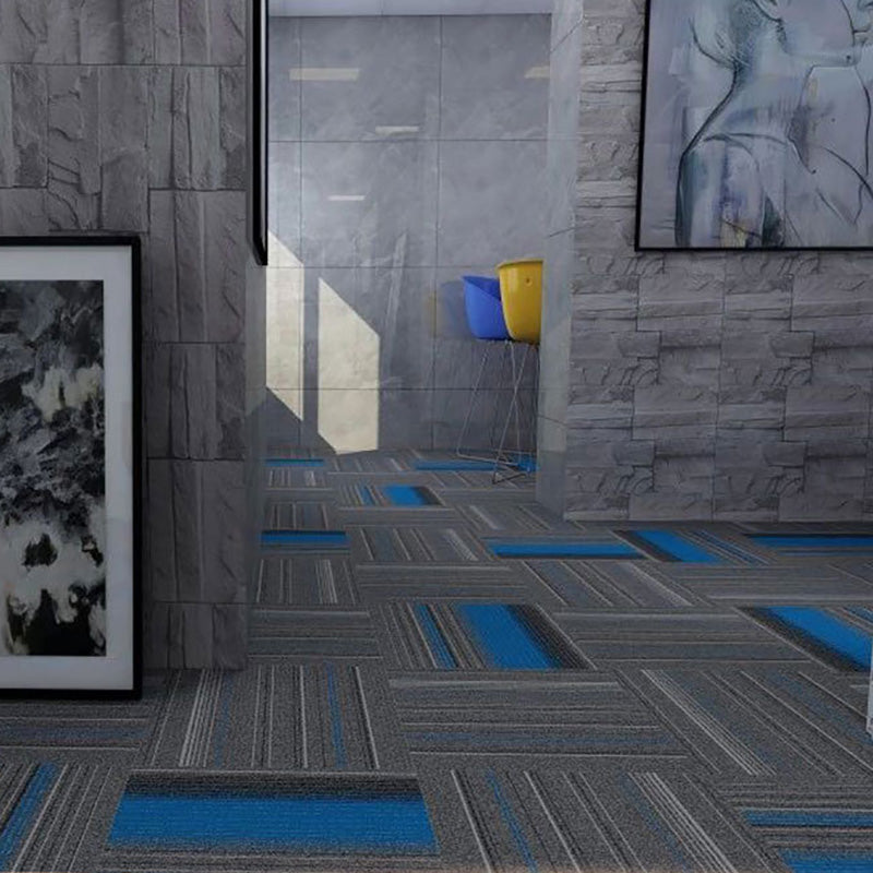 Indoor Carpet Tiles Geometric Print Level Loop Office Carpet Tiles Blue 20-Piece Set Clearhalo 'Carpet Tiles & Carpet Squares' 'carpet_tiles_carpet_squares' 'Flooring 'Home Improvement' 'home_improvement' 'home_improvement_carpet_tiles_carpet_squares' Walls and Ceiling' 7269186