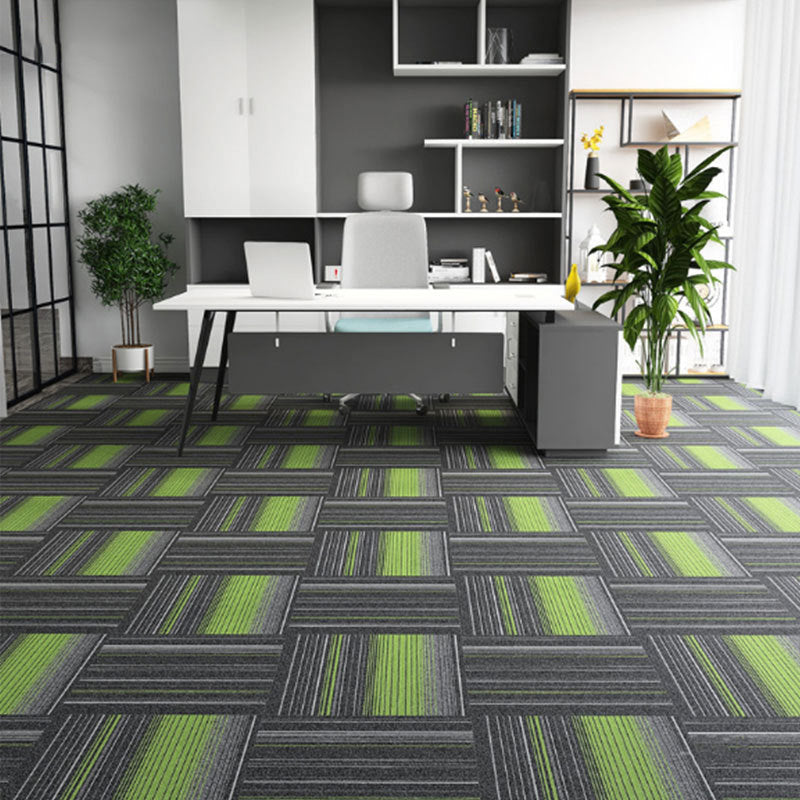 Indoor Carpet Tiles Geometric Print Level Loop Office Carpet Tiles Green 20-Piece Set Clearhalo 'Carpet Tiles & Carpet Squares' 'carpet_tiles_carpet_squares' 'Flooring 'Home Improvement' 'home_improvement' 'home_improvement_carpet_tiles_carpet_squares' Walls and Ceiling' 7269193