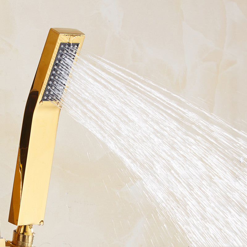 Contemporary Shower Head Square Golden Bathroom Handheld Shower Head Gold Clearhalo 'Bathroom Remodel & Bathroom Fixtures' 'Home Improvement' 'home_improvement' 'home_improvement_shower_heads' 'Shower Heads' 'shower_heads' 'Showers & Bathtubs Plumbing' 'Showers & Bathtubs' 7269373