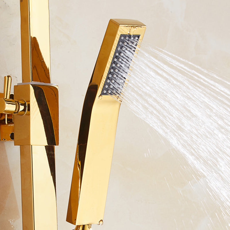 Contemporary Shower Head Square Golden Bathroom Handheld Shower Head Clearhalo 'Bathroom Remodel & Bathroom Fixtures' 'Home Improvement' 'home_improvement' 'home_improvement_shower_heads' 'Shower Heads' 'shower_heads' 'Showers & Bathtubs Plumbing' 'Showers & Bathtubs' 7269374