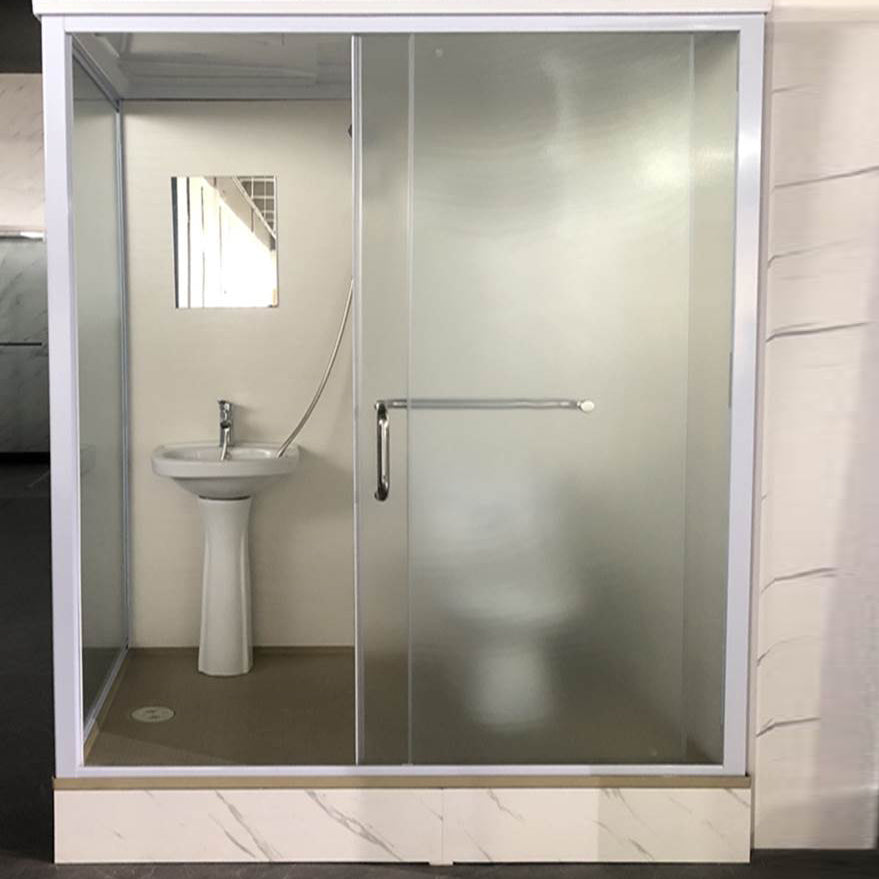Single Sliding Tempered Glass Shower Stall Rectangle Frosted Shower Kit 55"L x 43"W x 85"H Toilet Only Beige Clearhalo 'Bathroom Remodel & Bathroom Fixtures' 'Home Improvement' 'home_improvement' 'home_improvement_shower_stalls_enclosures' 'Shower Stalls & Enclosures' 'shower_stalls_enclosures' 'Showers & Bathtubs' 7269494