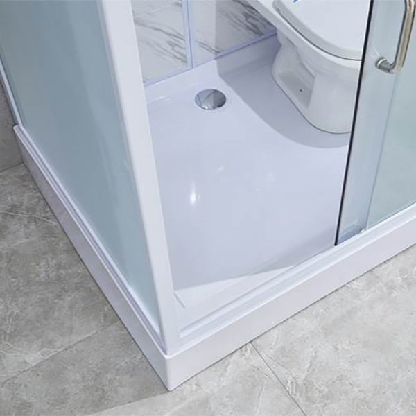 Single Sliding Tempered Glass Shower Stall Rectangle Frosted Shower Kit Clearhalo 'Bathroom Remodel & Bathroom Fixtures' 'Home Improvement' 'home_improvement' 'home_improvement_shower_stalls_enclosures' 'Shower Stalls & Enclosures' 'shower_stalls_enclosures' 'Showers & Bathtubs' 7269495