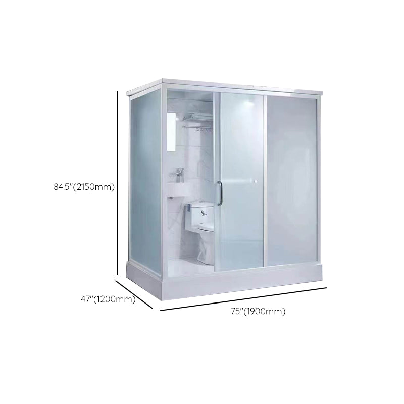 Single Sliding Tempered Glass Shower Stall Rectangle Frosted Shower Kit Clearhalo 'Bathroom Remodel & Bathroom Fixtures' 'Home Improvement' 'home_improvement' 'home_improvement_shower_stalls_enclosures' 'Shower Stalls & Enclosures' 'shower_stalls_enclosures' 'Showers & Bathtubs' 7269508