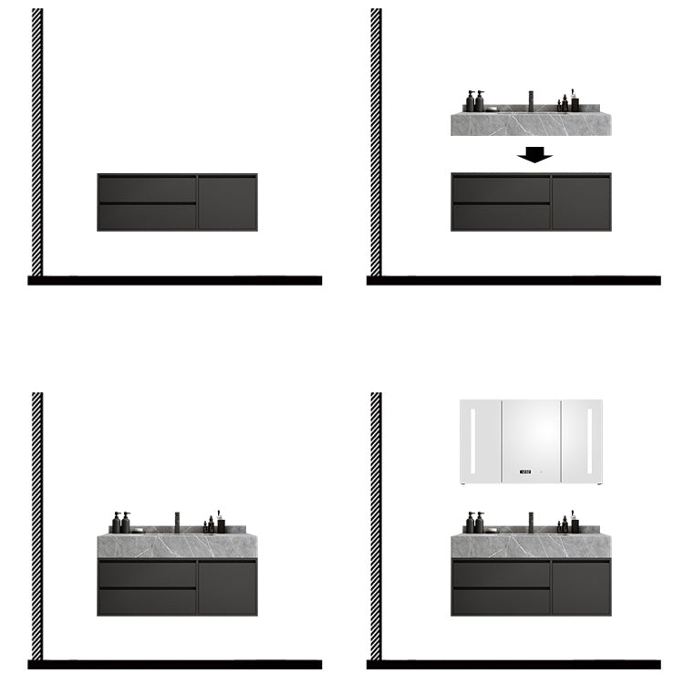 Modern Bathroom Sink Vanity Wall Mount Vanity Set with Mirror Clearhalo 'Bathroom Remodel & Bathroom Fixtures' 'Bathroom Vanities' 'bathroom_vanities' 'Home Improvement' 'home_improvement' 'home_improvement_bathroom_vanities' 7270498