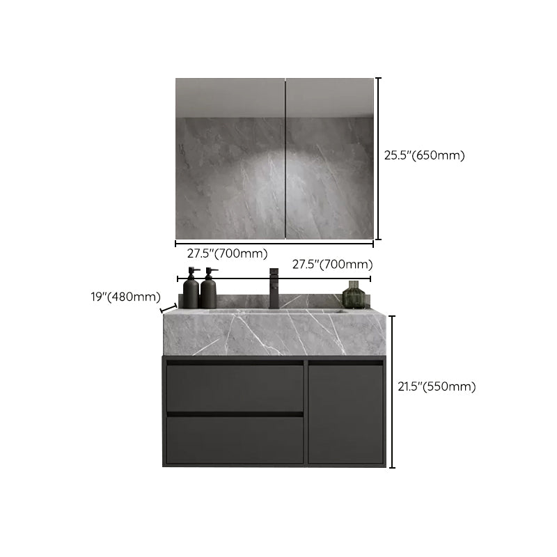 Modern Bathroom Sink Vanity Wall Mount Vanity Set with Mirror Clearhalo 'Bathroom Remodel & Bathroom Fixtures' 'Bathroom Vanities' 'bathroom_vanities' 'Home Improvement' 'home_improvement' 'home_improvement_bathroom_vanities' 7270500