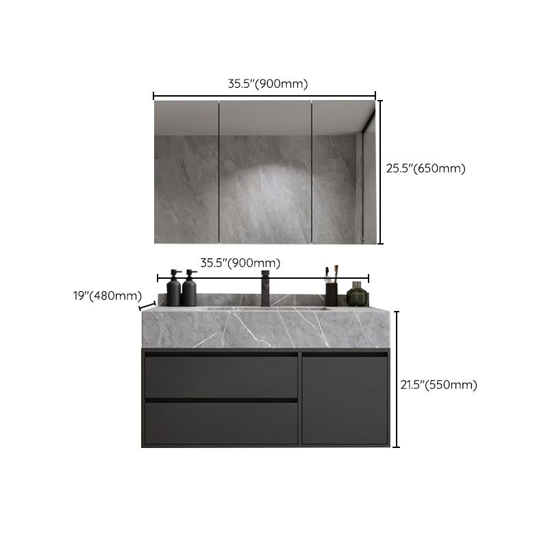 Modern Bathroom Sink Vanity Wall Mount Vanity Set with Mirror Clearhalo 'Bathroom Remodel & Bathroom Fixtures' 'Bathroom Vanities' 'bathroom_vanities' 'Home Improvement' 'home_improvement' 'home_improvement_bathroom_vanities' 7270502