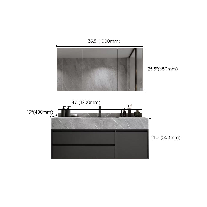 Modern Bathroom Sink Vanity Wall Mount Vanity Set with Mirror Clearhalo 'Bathroom Remodel & Bathroom Fixtures' 'Bathroom Vanities' 'bathroom_vanities' 'Home Improvement' 'home_improvement' 'home_improvement_bathroom_vanities' 7270505