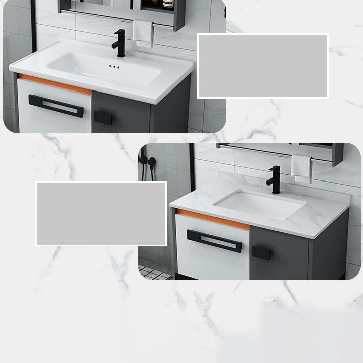 Modern Bathroom Sink Vanity Freestanding Vanity Set with Mirror Clearhalo 'Bathroom Remodel & Bathroom Fixtures' 'Bathroom Vanities' 'bathroom_vanities' 'Home Improvement' 'home_improvement' 'home_improvement_bathroom_vanities' 7270534