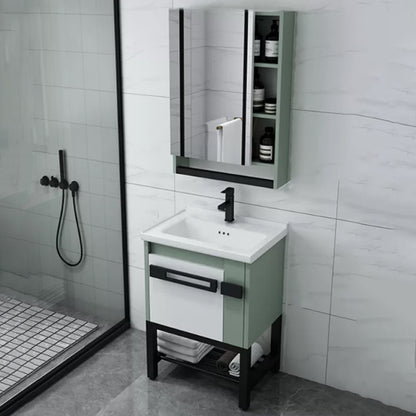 Modern Bathroom Sink Vanity Freestanding Vanity Set with Mirror Vanity & Faucet & Mirror Cabinet 20"L x 14"W x 32"H Ceramic Clearhalo 'Bathroom Remodel & Bathroom Fixtures' 'Bathroom Vanities' 'bathroom_vanities' 'Home Improvement' 'home_improvement' 'home_improvement_bathroom_vanities' 7270535