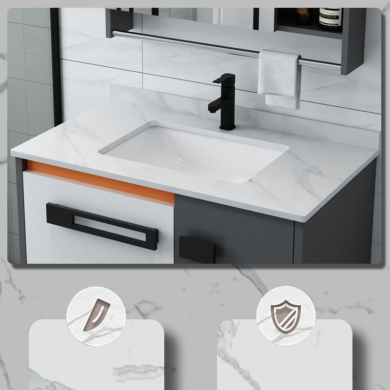 Modern Bathroom Sink Vanity Freestanding Vanity Set with Mirror Clearhalo 'Bathroom Remodel & Bathroom Fixtures' 'Bathroom Vanities' 'bathroom_vanities' 'Home Improvement' 'home_improvement' 'home_improvement_bathroom_vanities' 7270539