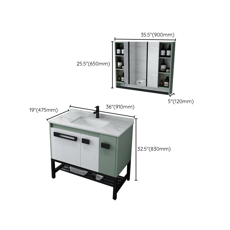 Modern Bathroom Sink Vanity Freestanding Vanity Set with Mirror Clearhalo 'Bathroom Remodel & Bathroom Fixtures' 'Bathroom Vanities' 'bathroom_vanities' 'Home Improvement' 'home_improvement' 'home_improvement_bathroom_vanities' 7270552