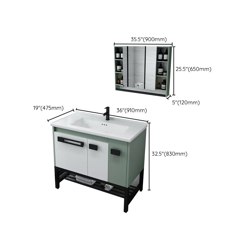 Modern Bathroom Sink Vanity Freestanding Vanity Set with Mirror Clearhalo 'Bathroom Remodel & Bathroom Fixtures' 'Bathroom Vanities' 'bathroom_vanities' 'Home Improvement' 'home_improvement' 'home_improvement_bathroom_vanities' 7270553