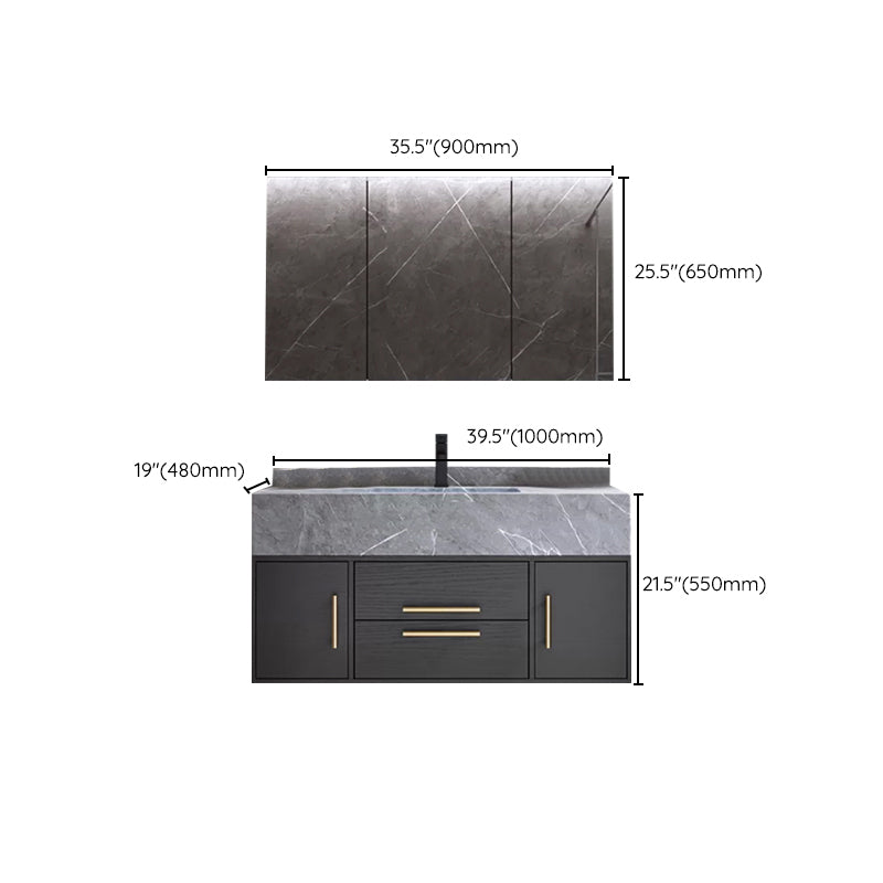 Wall Mount Bathroom Sink Vanity Modern Vanity Set with Mirror Clearhalo 'Bathroom Remodel & Bathroom Fixtures' 'Bathroom Vanities' 'bathroom_vanities' 'Home Improvement' 'home_improvement' 'home_improvement_bathroom_vanities' 7270576
