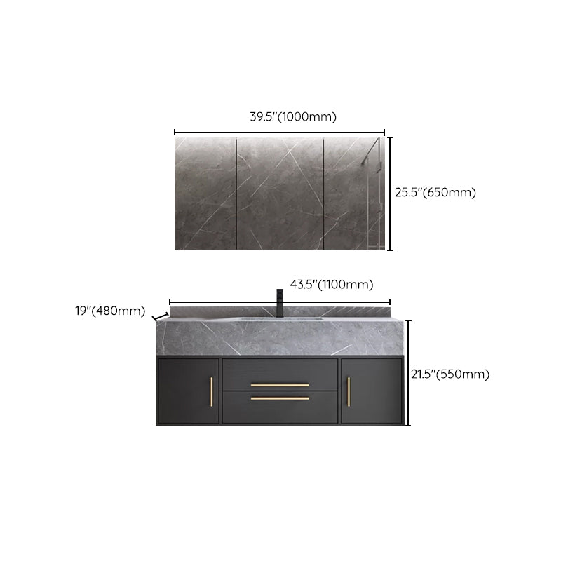 Wall Mount Bathroom Sink Vanity Modern Vanity Set with Mirror Clearhalo 'Bathroom Remodel & Bathroom Fixtures' 'Bathroom Vanities' 'bathroom_vanities' 'Home Improvement' 'home_improvement' 'home_improvement_bathroom_vanities' 7270577