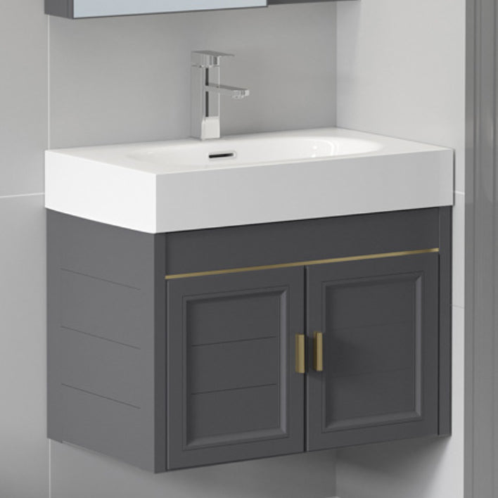 Glam Single Ceramic Top Vanity Oval Wall Mount Vanity Set with Mirror Clearhalo 'Bathroom Remodel & Bathroom Fixtures' 'Bathroom Vanities' 'bathroom_vanities' 'Home Improvement' 'home_improvement' 'home_improvement_bathroom_vanities' 7270594