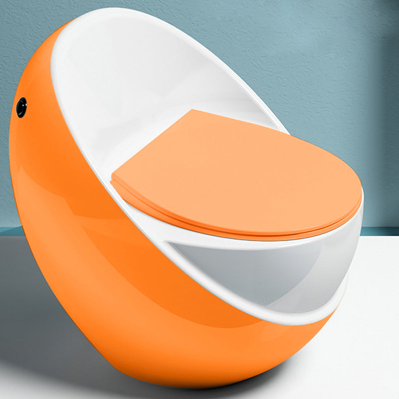 Siphon Jet Modern Toilet All In One Floor Mounted Urine Toilet White/ Orange Toilet with Sprayer 14" Clearhalo 'Bathroom Remodel & Bathroom Fixtures' 'Home Improvement' 'home_improvement' 'home_improvement_toilets' 'Toilets & Bidets' 'Toilets' 7271882
