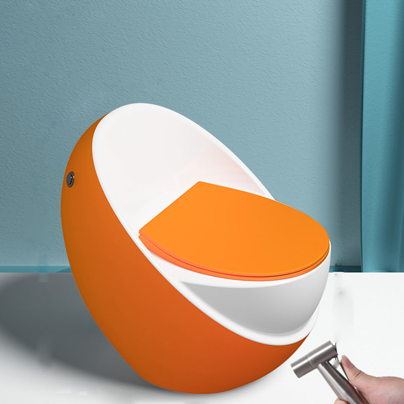 Siphon Jet Modern Toilet All In One Floor Mounted Urine Toilet White/ Orange Toilet with Sprayer Clearhalo 'Bathroom Remodel & Bathroom Fixtures' 'Home Improvement' 'home_improvement' 'home_improvement_toilets' 'Toilets & Bidets' 'Toilets' 7271883