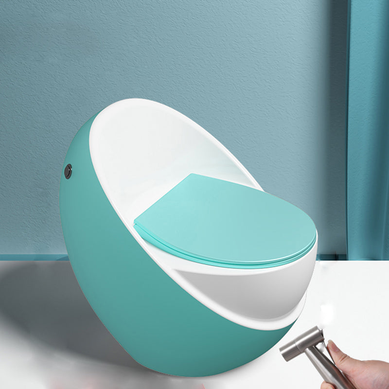 Siphon Jet Modern Toilet All In One Floor Mounted Urine Toilet Blue/ White Toilet with Sprayer Clearhalo 'Bathroom Remodel & Bathroom Fixtures' 'Home Improvement' 'home_improvement' 'home_improvement_toilets' 'Toilets & Bidets' 'Toilets' 7271884