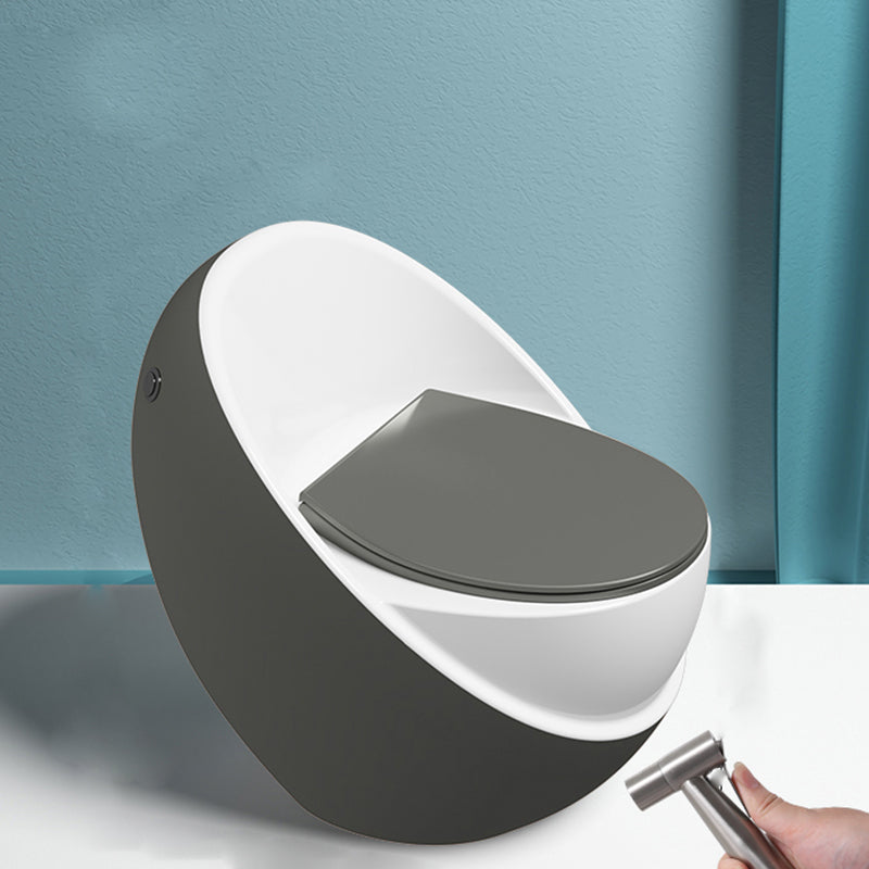 Siphon Jet Modern Toilet All In One Floor Mounted Urine Toilet White/ Gray Toilet with Sprayer Clearhalo 'Bathroom Remodel & Bathroom Fixtures' 'Home Improvement' 'home_improvement' 'home_improvement_toilets' 'Toilets & Bidets' 'Toilets' 7271886