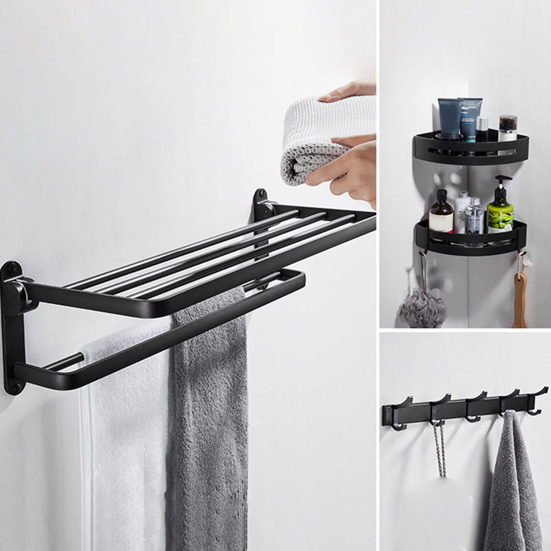 Modern Bathroom Hardware Set Matte Black Metal Bathroom Accessory Kit Anti-rust Clearhalo 'Bathroom Hardware Sets' 'Bathroom Hardware' 'Bathroom Remodel & Bathroom Fixtures' 'bathroom_hardware_sets' 'Home Improvement' 'home_improvement' 'home_improvement_bathroom_hardware_sets' 7273304