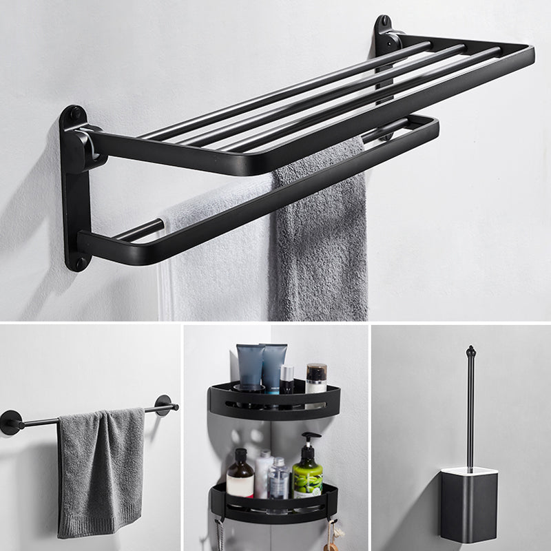 Modern Bathroom Hardware Set Matte Black Metal Bathroom Accessory Kit Anti-rust 5-Piece Set (Toilet Brush) Clearhalo 'Bathroom Hardware Sets' 'Bathroom Hardware' 'Bathroom Remodel & Bathroom Fixtures' 'bathroom_hardware_sets' 'Home Improvement' 'home_improvement' 'home_improvement_bathroom_hardware_sets' 7273306