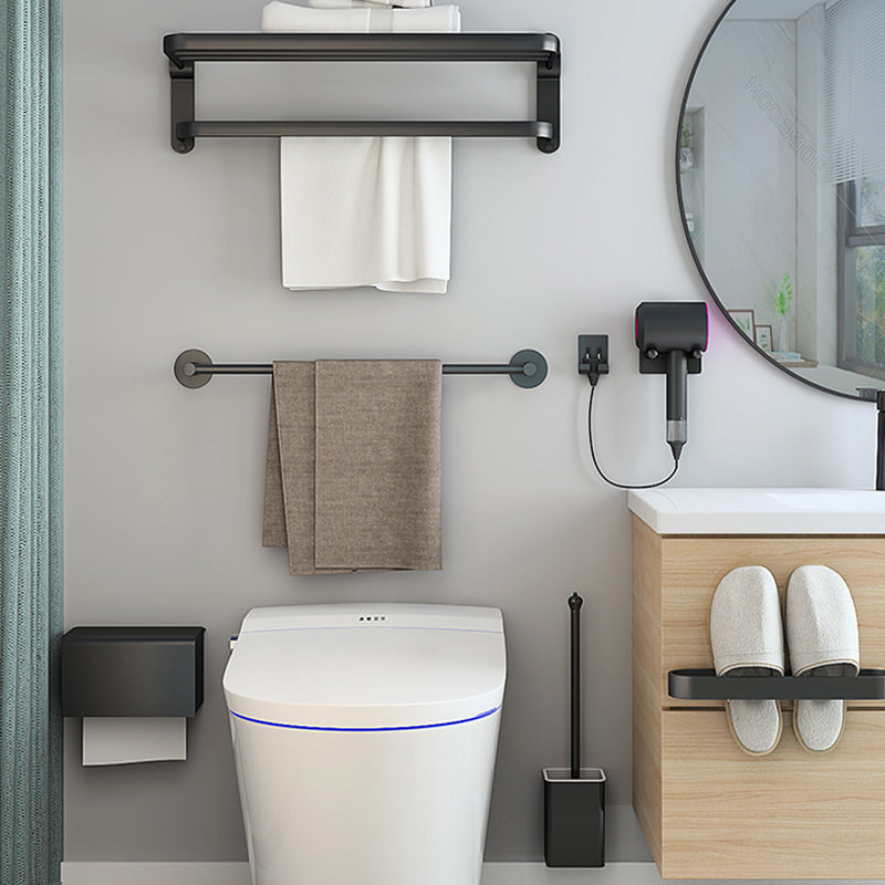 Modern Bathroom Hardware Set Matte Black Metal Bathroom Accessory Kit Anti-rust Clearhalo 'Bathroom Hardware Sets' 'Bathroom Hardware' 'Bathroom Remodel & Bathroom Fixtures' 'bathroom_hardware_sets' 'Home Improvement' 'home_improvement' 'home_improvement_bathroom_hardware_sets' 7273311