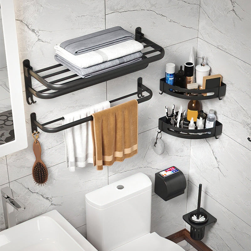 Modern Bathroom Hardware Set Matte Black Metal Bathroom Accessory Kit Clearhalo 'Bathroom Hardware Sets' 'Bathroom Hardware' 'Bathroom Remodel & Bathroom Fixtures' 'bathroom_hardware_sets' 'Home Improvement' 'home_improvement' 'home_improvement_bathroom_hardware_sets' 7273328