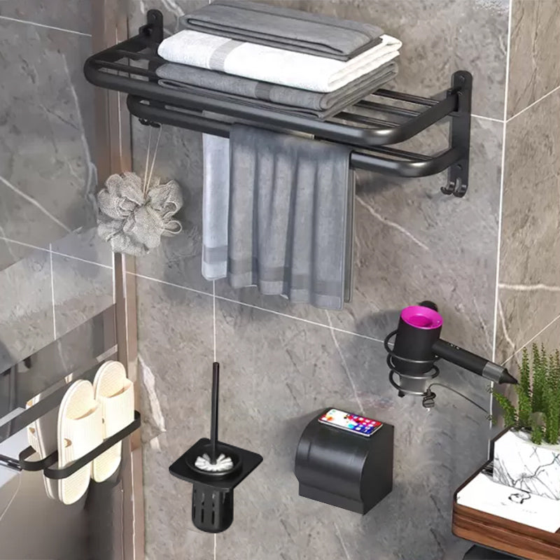 Modern Bathroom Hardware Set Matte Black Metal Bathroom Accessory Kit 5-Piece Set (Toilet Brush) Clearhalo 'Bathroom Hardware Sets' 'Bathroom Hardware' 'Bathroom Remodel & Bathroom Fixtures' 'bathroom_hardware_sets' 'Home Improvement' 'home_improvement' 'home_improvement_bathroom_hardware_sets' 7273333