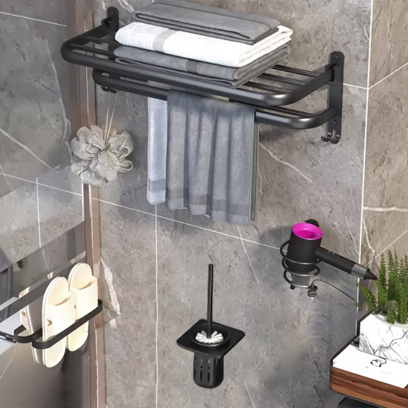 Modern Bathroom Hardware Set Matte Black Metal Bathroom Accessory Kit 4-Piece Set (Toilet Brush) Clearhalo 'Bathroom Hardware Sets' 'Bathroom Hardware' 'Bathroom Remodel & Bathroom Fixtures' 'bathroom_hardware_sets' 'Home Improvement' 'home_improvement' 'home_improvement_bathroom_hardware_sets' 7273336