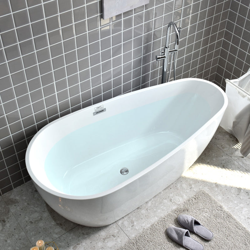 Modern Antique Finish Bathtub Soaking Back to Wall Oval Bath Tub 66.9"L x 33.5"W x 23.6"H Tub with Freestanding Tub Fillers Clearhalo 'Bathroom Remodel & Bathroom Fixtures' 'Bathtubs' 'Home Improvement' 'home_improvement' 'home_improvement_bathtubs' 'Showers & Bathtubs' 7274331