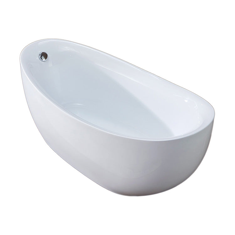 Modern Stand Alone Bathtub White Oval Acrylic Soaking Back to Wall Bath Clearhalo 'Bathroom Remodel & Bathroom Fixtures' 'Bathtubs' 'Home Improvement' 'home_improvement' 'home_improvement_bathtubs' 'Showers & Bathtubs' 7274354